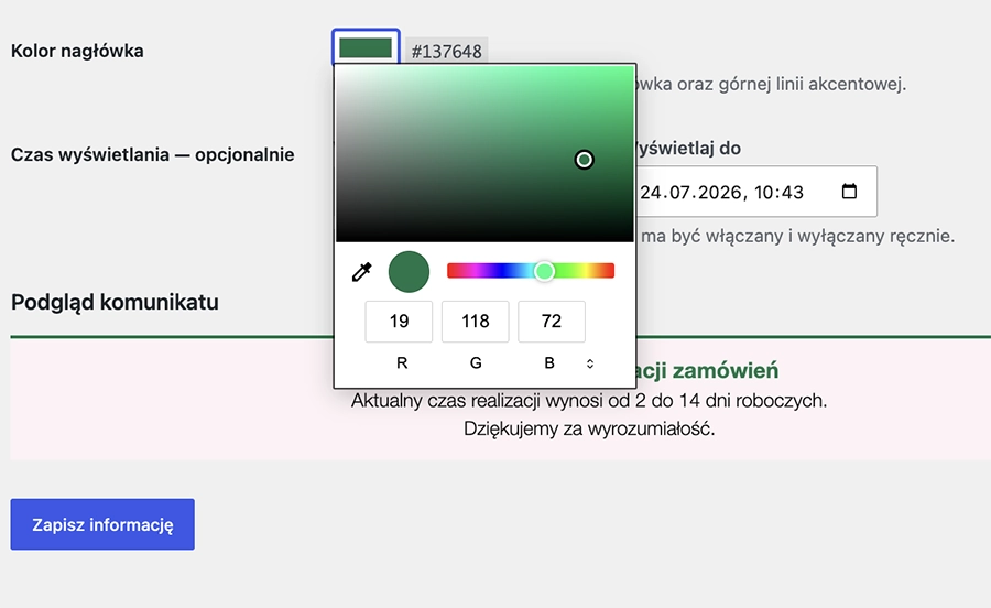 Gotowe szablony komunikatów we wtyczce WooCommerce
