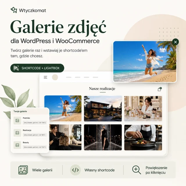 Galeria zdjęć dla WooCommerce wstawiana w dowolne miejsce Shortcodem Wtyczkomat